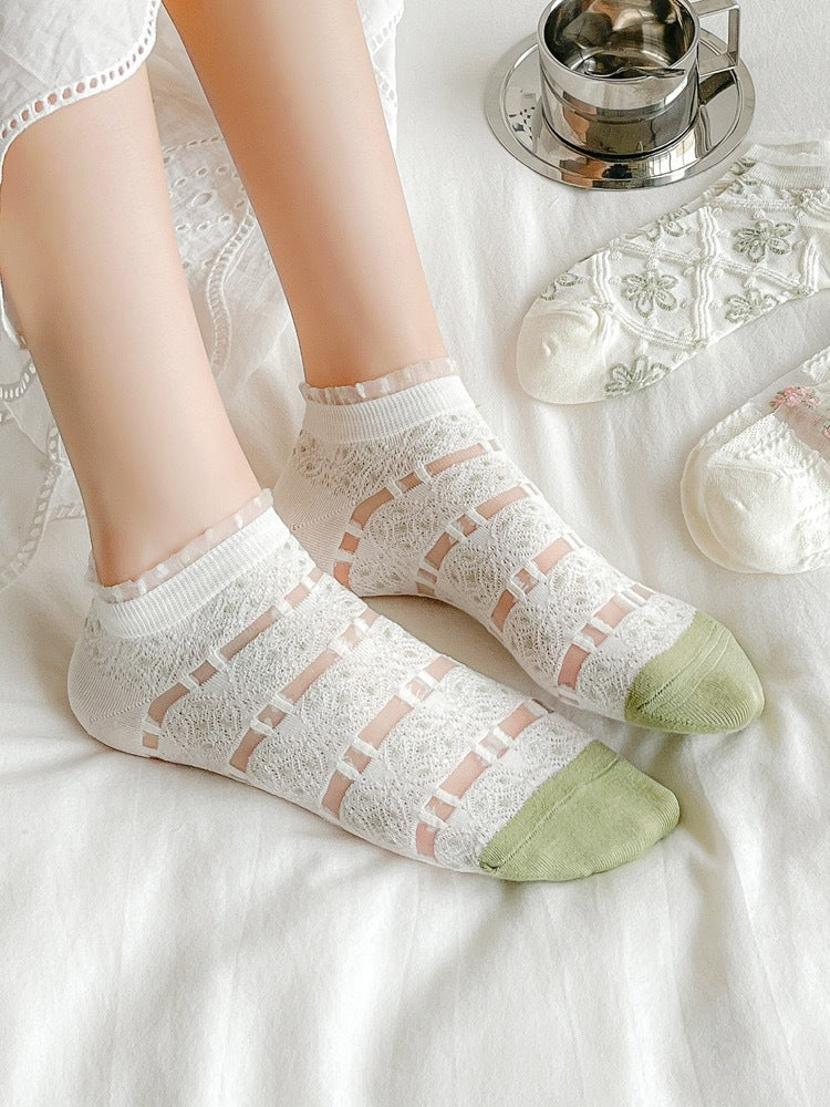 Floral Ankle Socks for Women | Breathable Summer Low Cut Socks