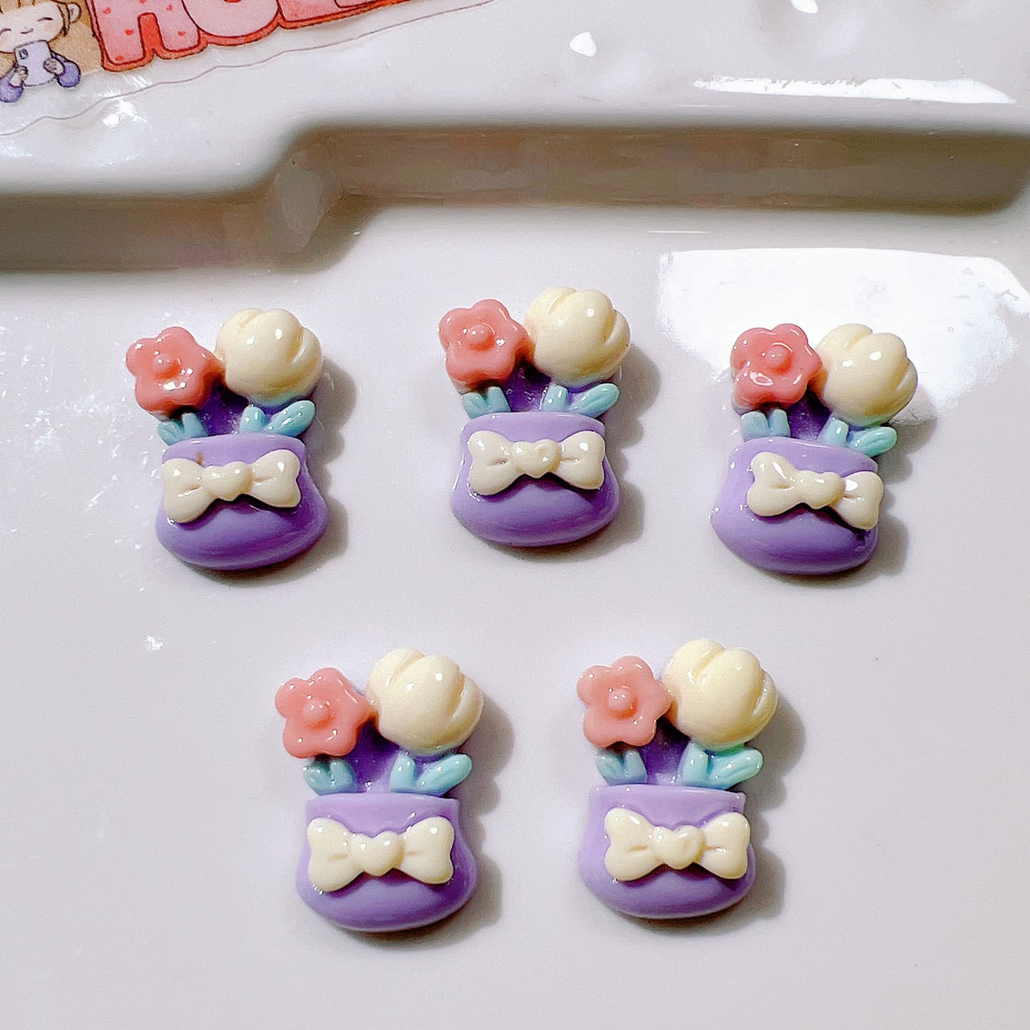 （5pic for 1bag）Cutie mini flower pot diy resin charms （pack offline）
