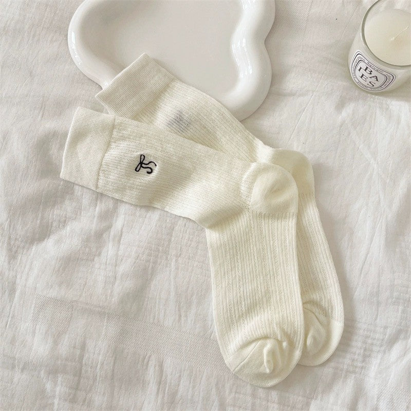 Ballet Bow Cotton Crew Socks | Breathable Summer Socks for Women