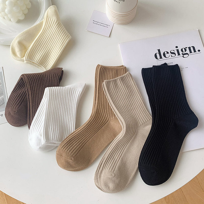 Trendy Slouch Crew Socks | Solid Neutral Socks for Women