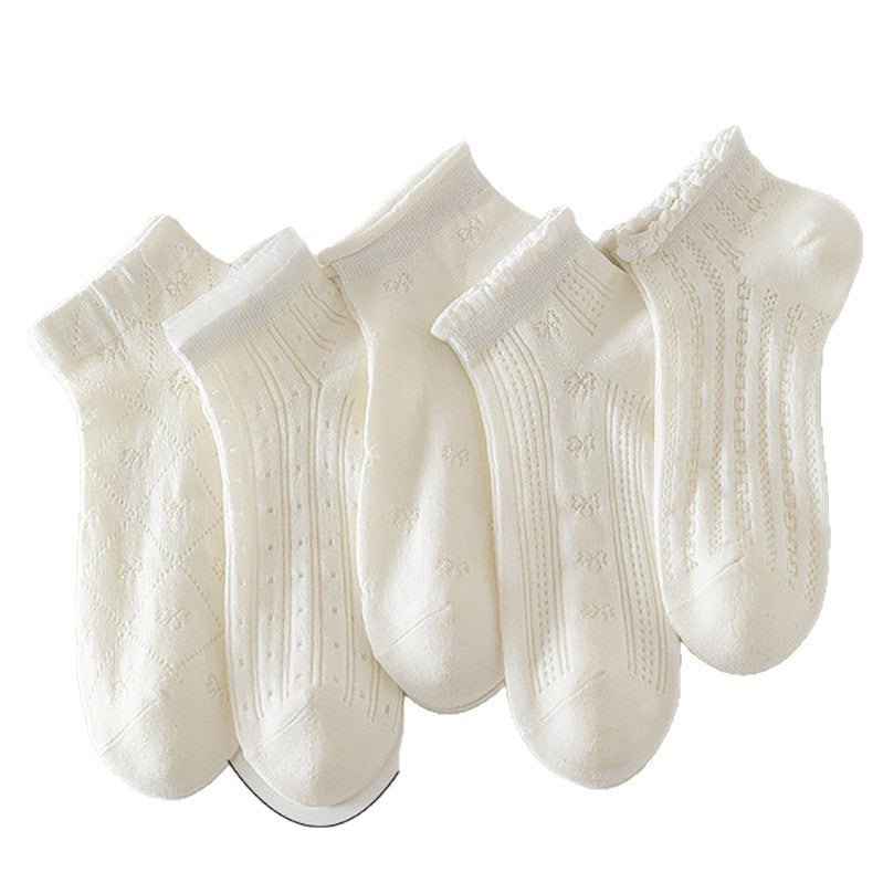 Feminine Bow Ankle Socks | Combed Cotton Women's Socks