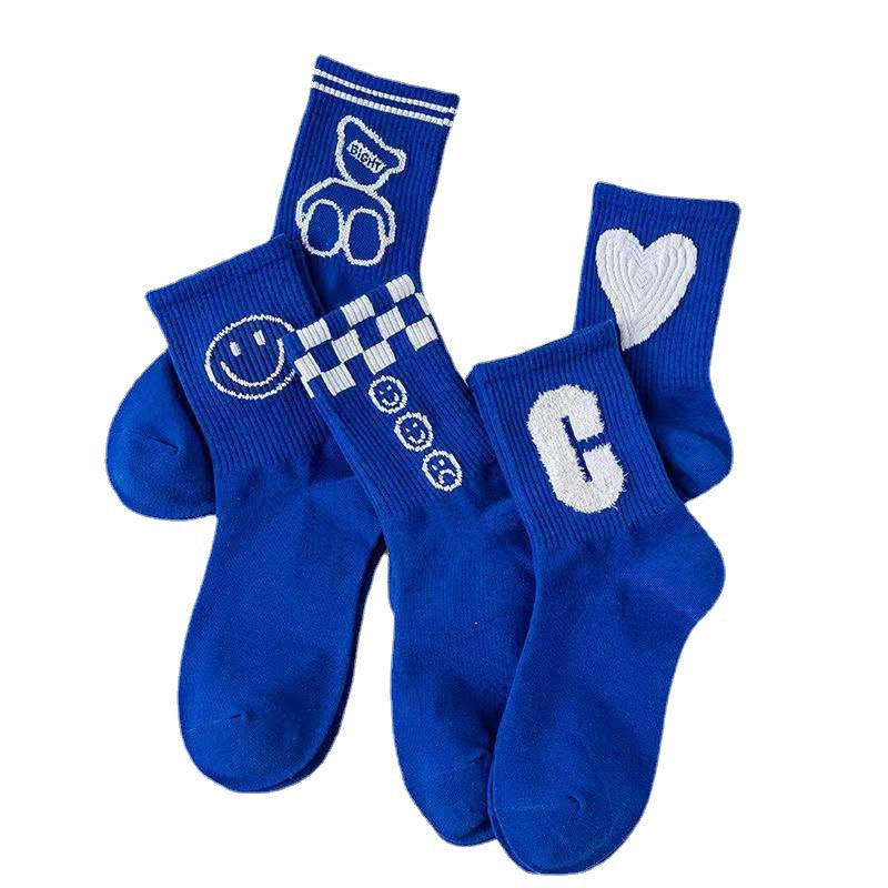 Trendy Novelty Crew Socks | Klein Blue Cotton Socks for Women