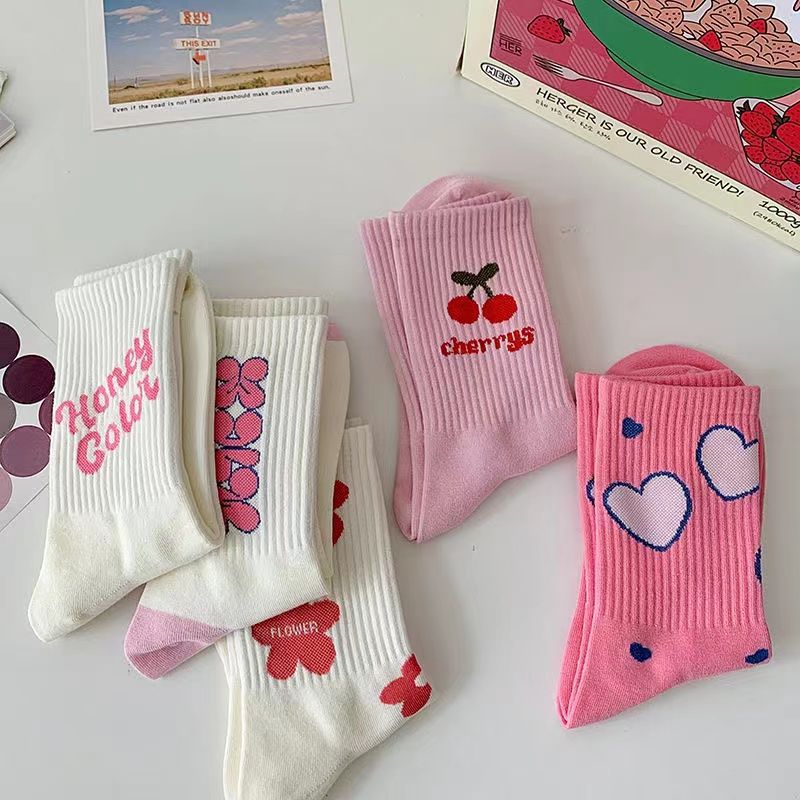 Cute Novelty Crew Socks for Women | Sweet Patterned Cotton Socks