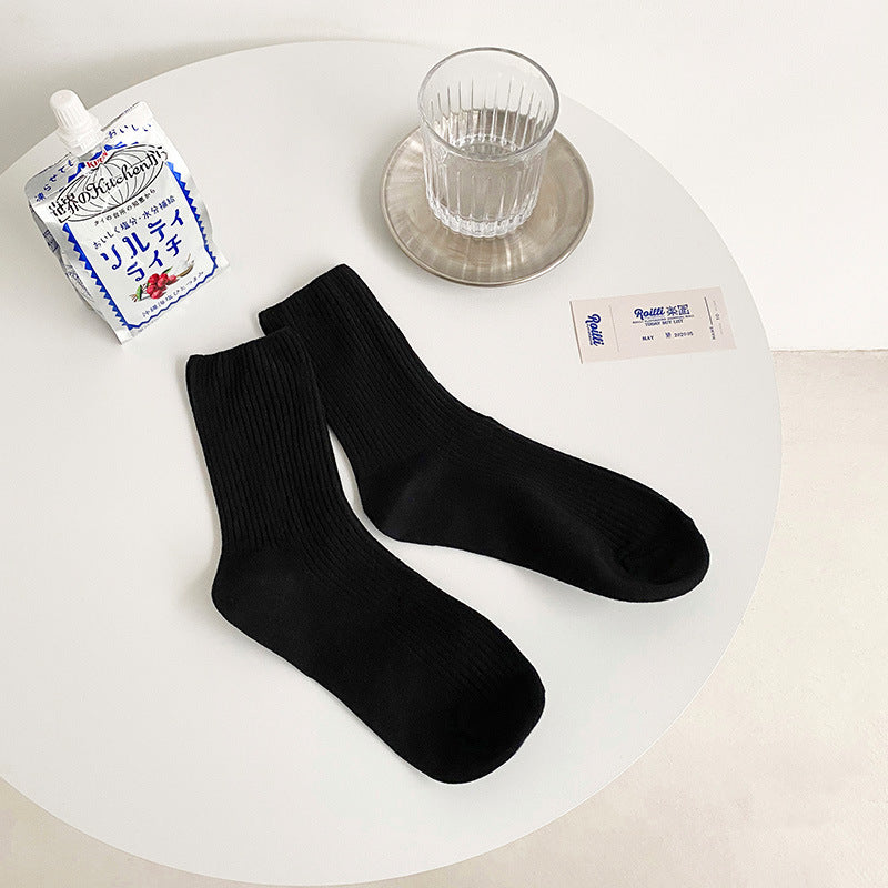 Trendy Slouch Crew Socks | Solid Neutral Socks for Women