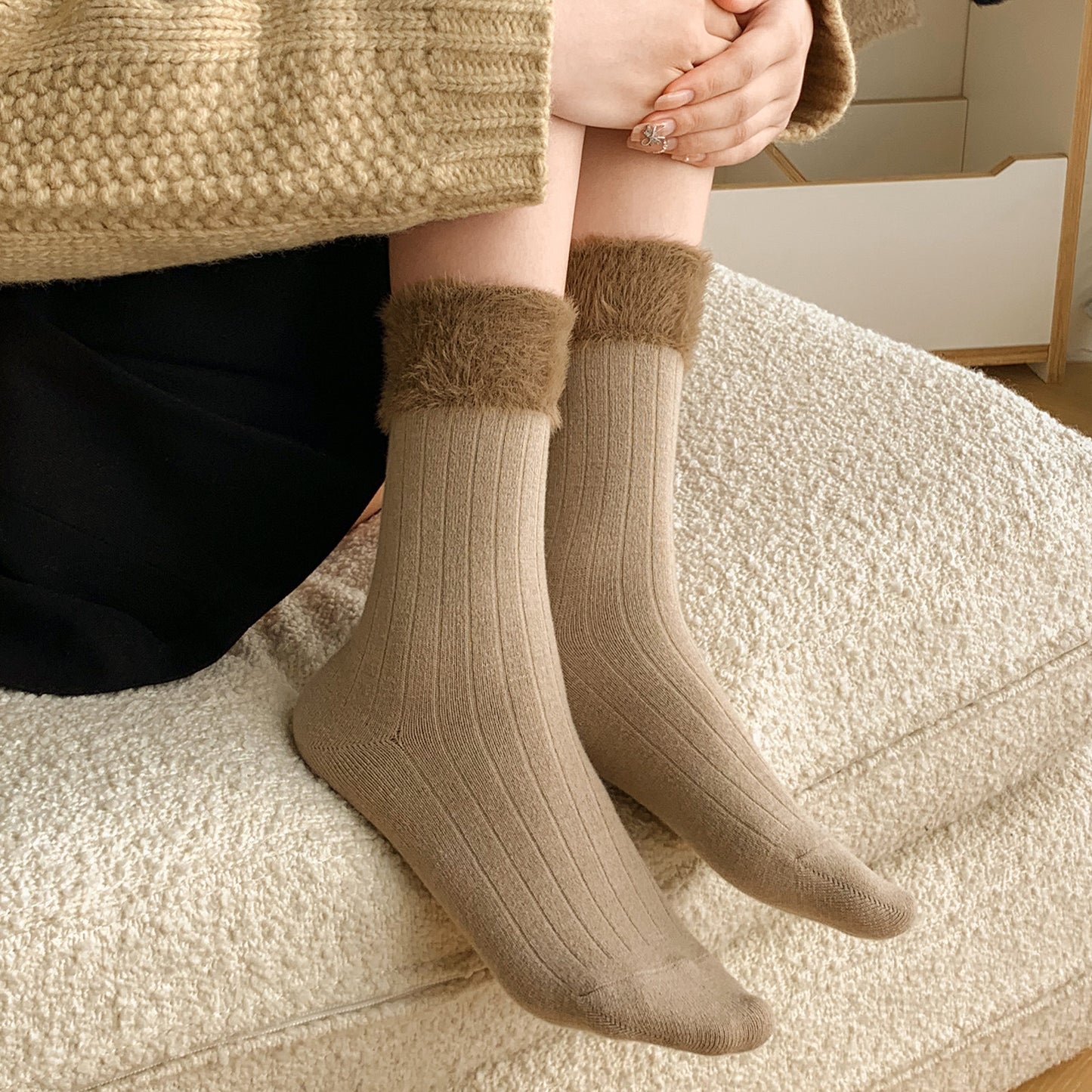 Fuzzy Cozy Crew Socks | Warm Winter Socks for Women