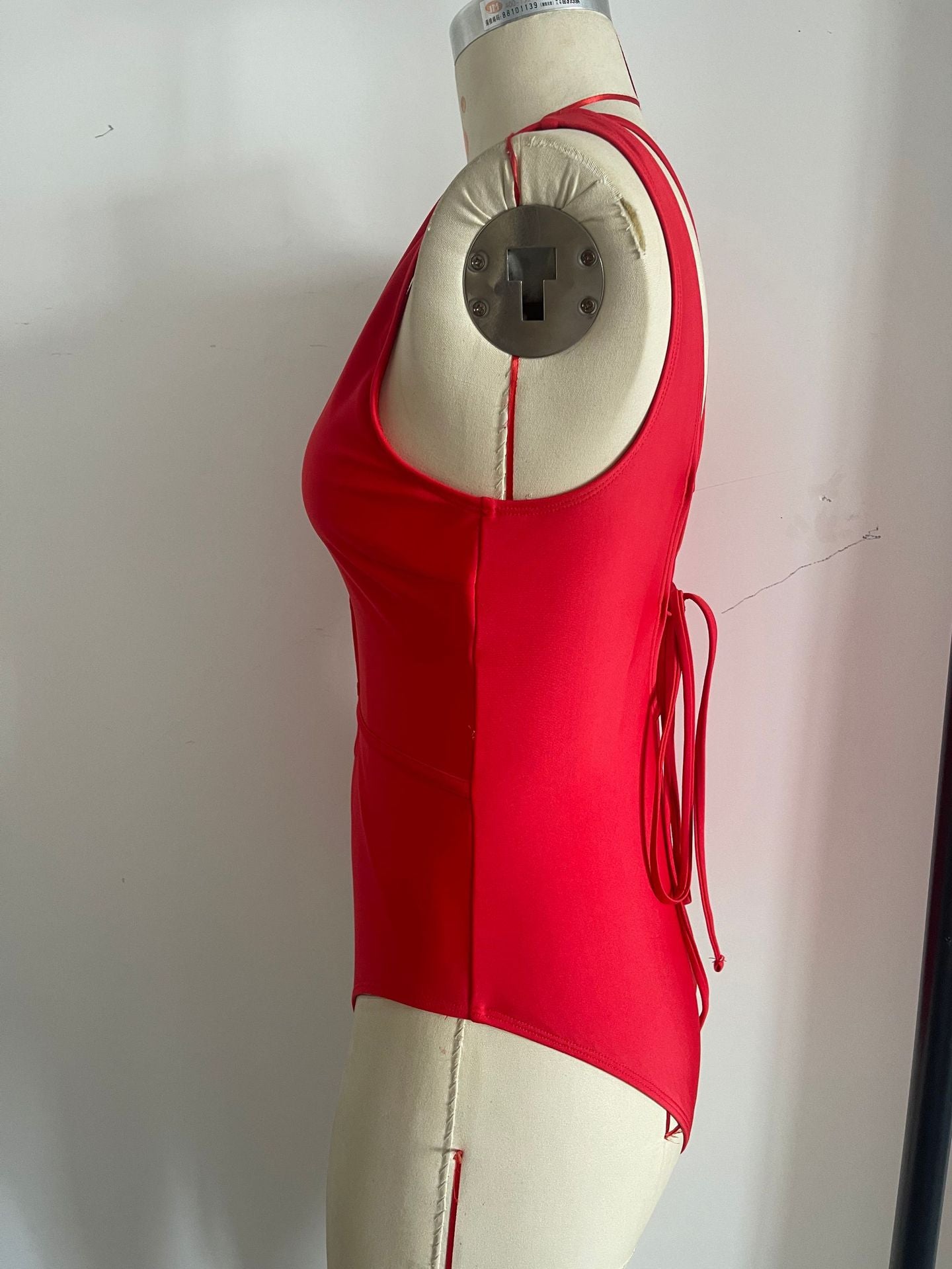 Sexy Deep-V Cutout One-Piece Swimsuit | Red Women's Swimwear
