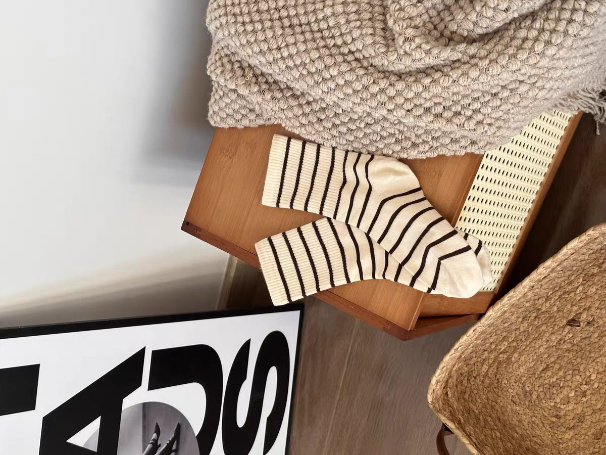 Striped Crew Socks for Women | Cotton Casual Athletic Mid-Calf Socks