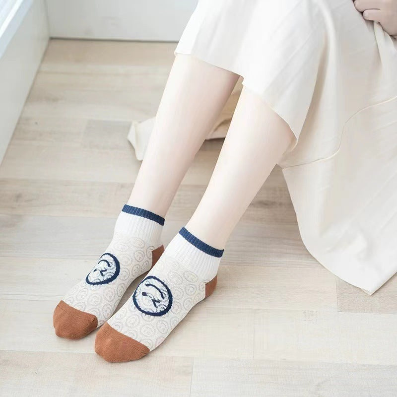 Cute Smiley Ankle Socks | Breathable Mesh Women's Summer Socks