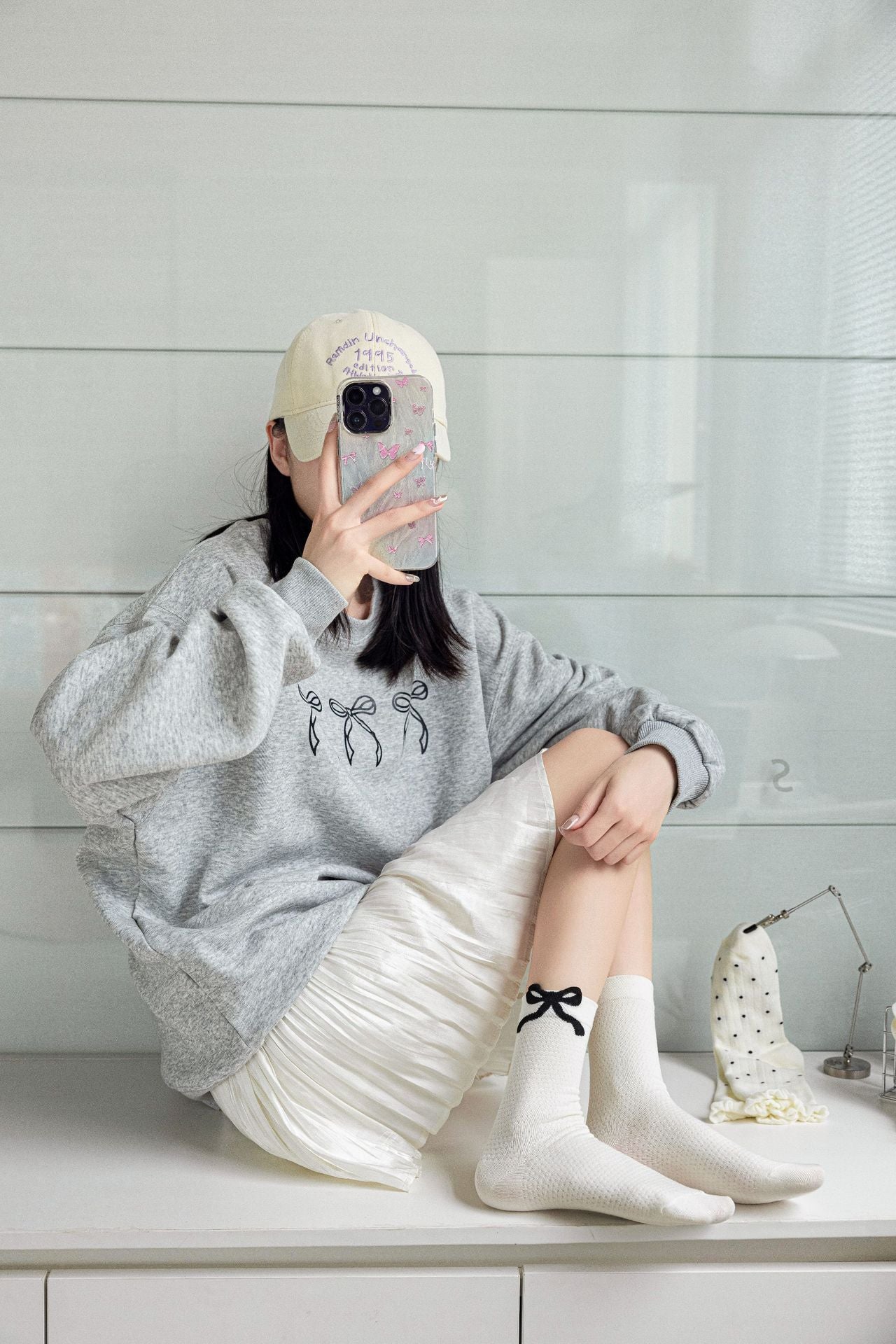 Balletcore Bow Crew Socks for Women | Breathable Summer Socks