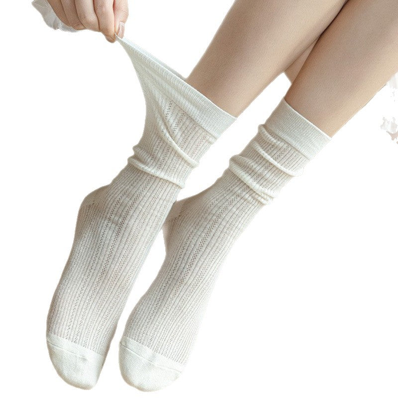 Women's Breathable Mesh Slouch Crew Socks | Thin Summer Solid Socks