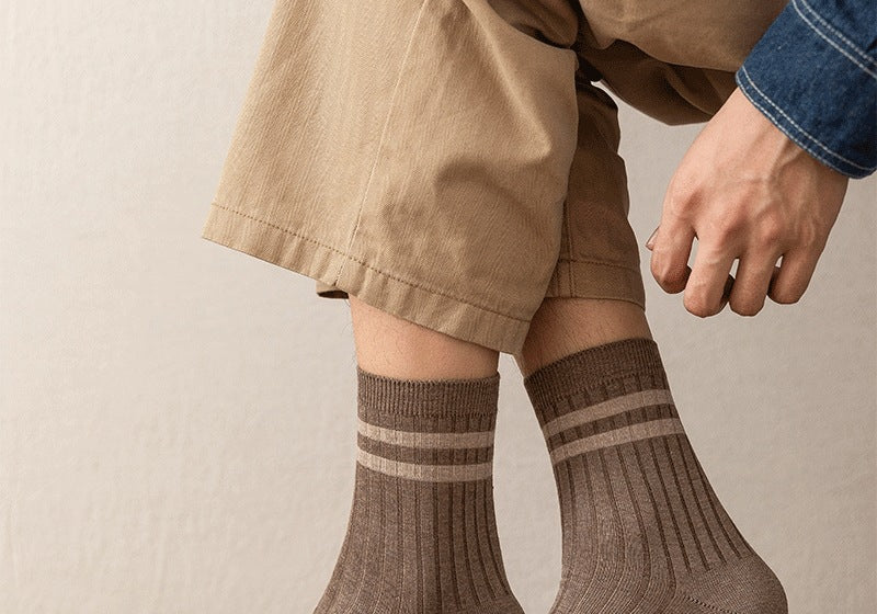 Men's Striped Cotton Crew Socks | Breathable All-Season Everyday