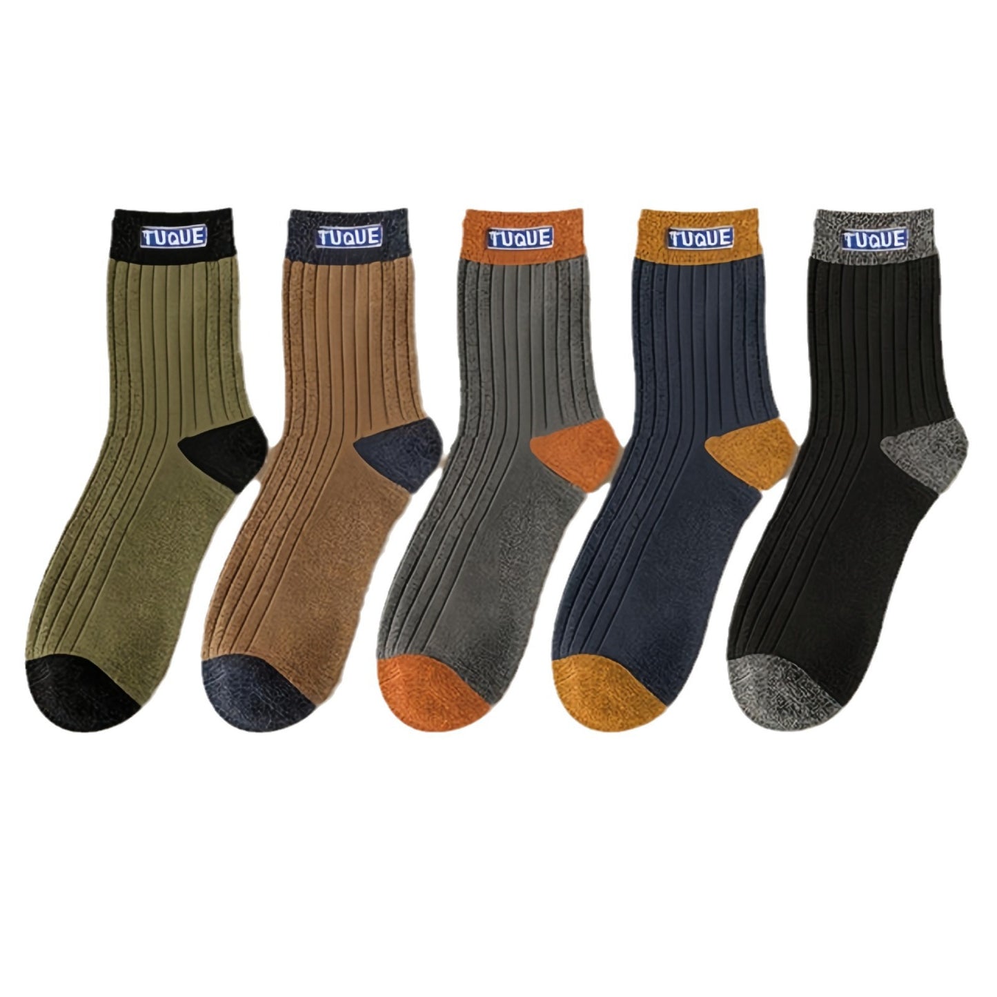 Men's Colorblock Crew Socks | Breathable Moisture Wicking Winter Socks