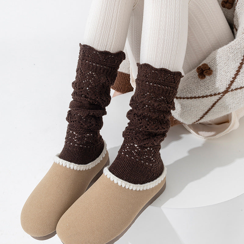 Vintage Openwork Chunky Knit Calf Socks | Cozy Winter Women's Socks