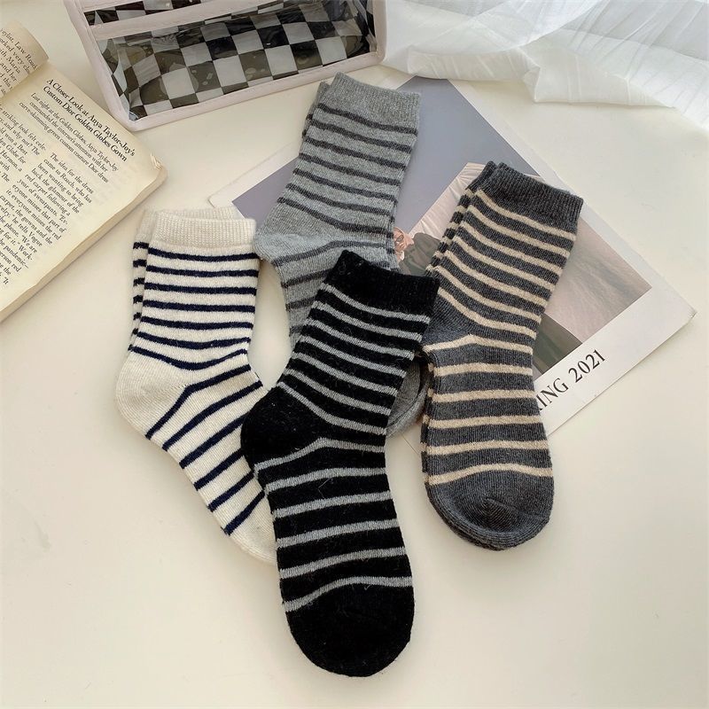 Cozy Striped Crew Socks for Women | Thick Warm Winter Socks