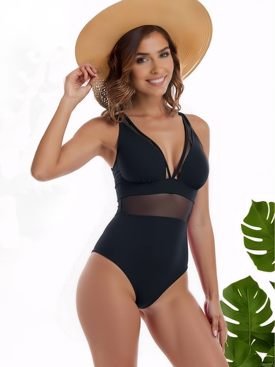Sheer Mesh Sexy Black One-Piece Swimsuit | Women's Beach Swimwear