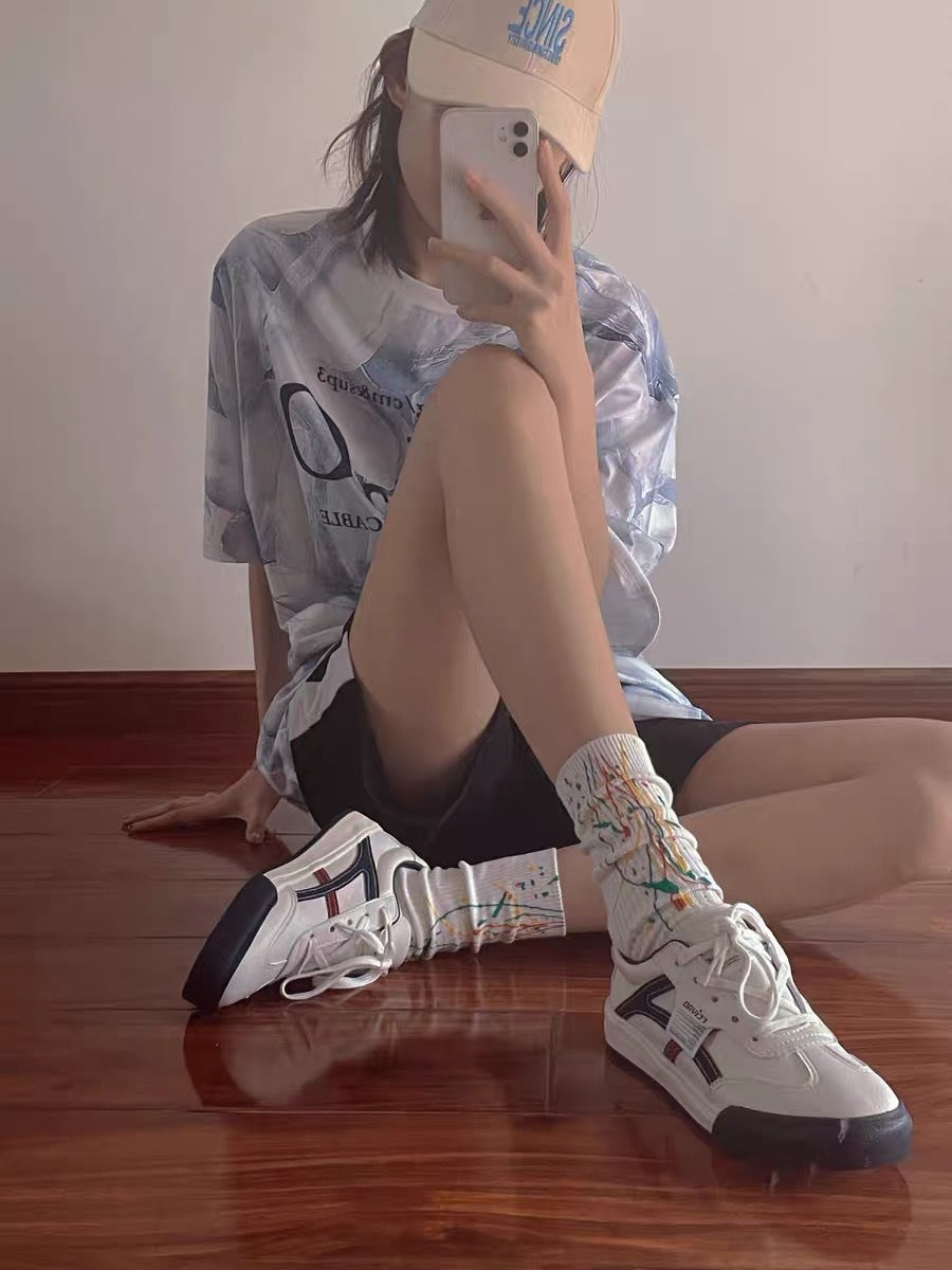 Splatter Graffiti Crew Socks | Breathable Trendy Streetwear Socks