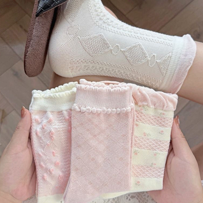 Sweet Patterned Crew Socks for Women | Breathable Cotton Casual Socks