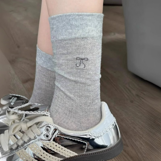 Ballet Bow Cotton Crew Socks | Breathable Summer Socks for Women