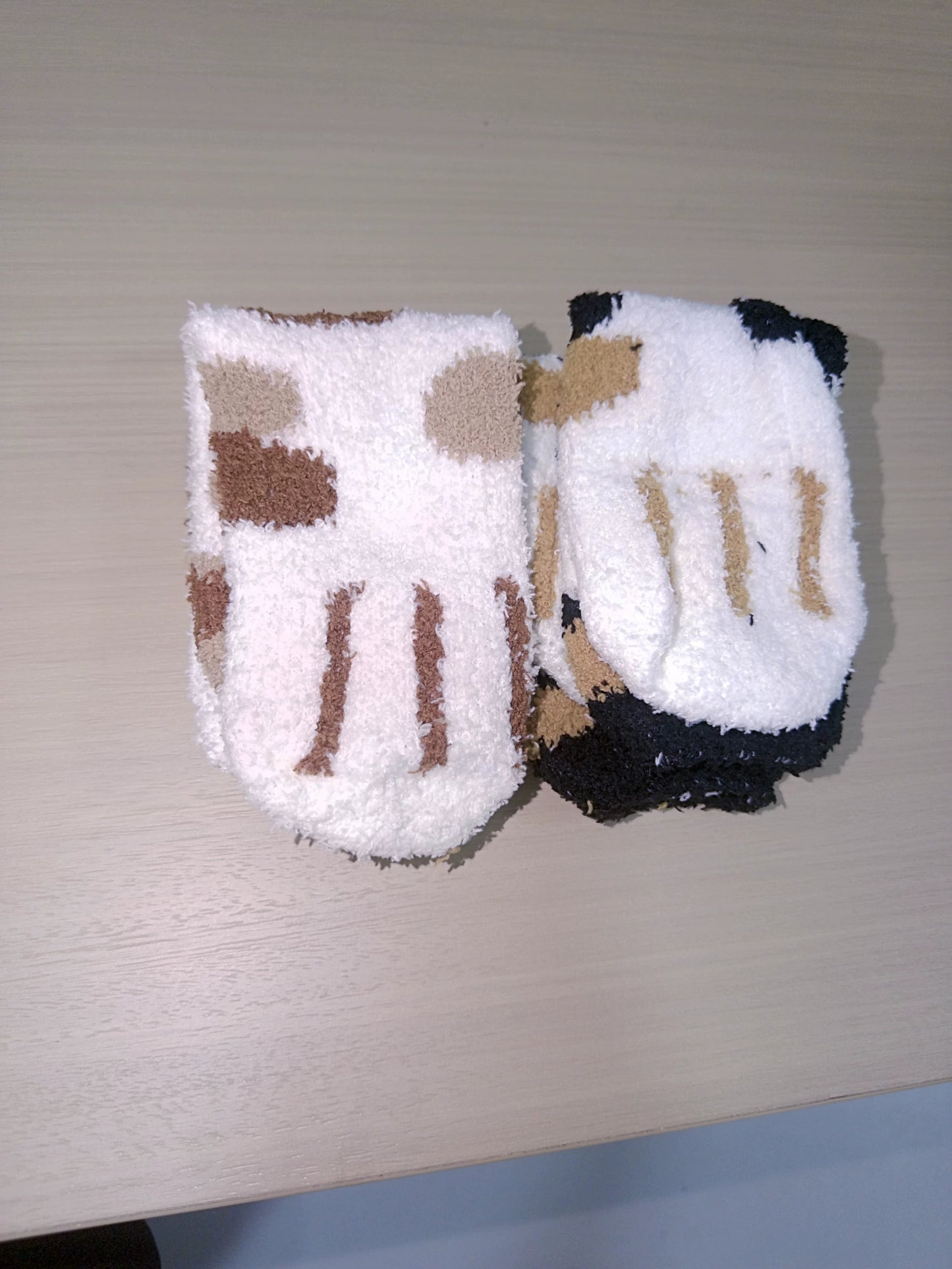 Fuzzy Cat Paw Cozy Crew Socks | Warm Winter Lounge Socks