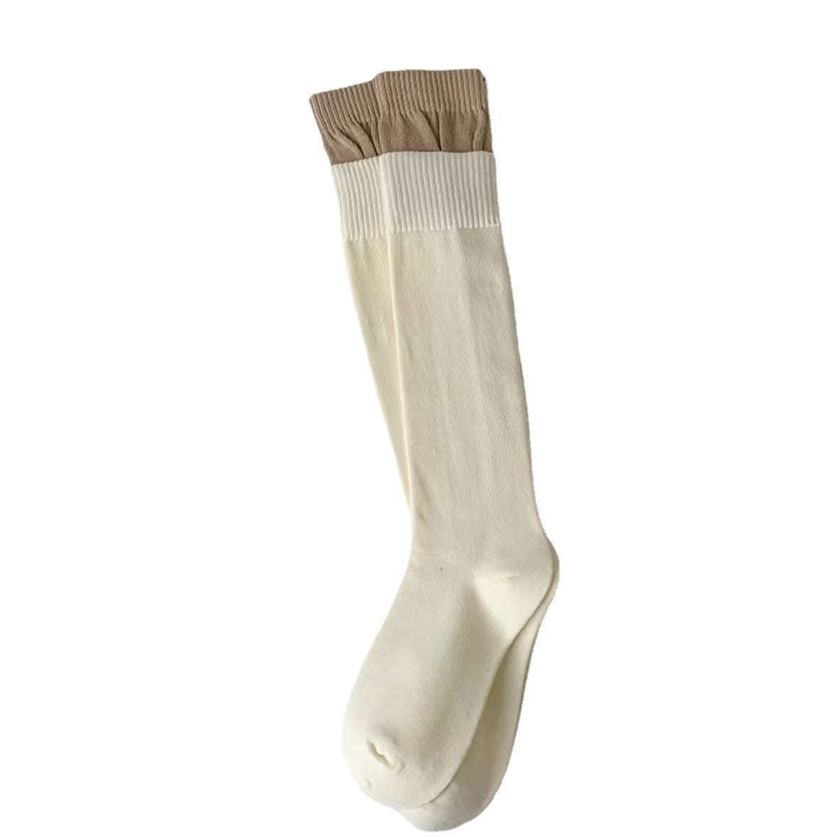 Two-Tone Double Cuff Calf Socks for Women | Slouch Knee High Socks