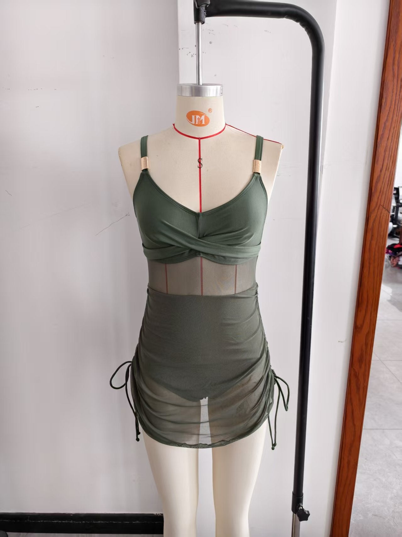 Adjustable Drawstring Skirted One-Piece Swimsuit | Flattering Swimwear
