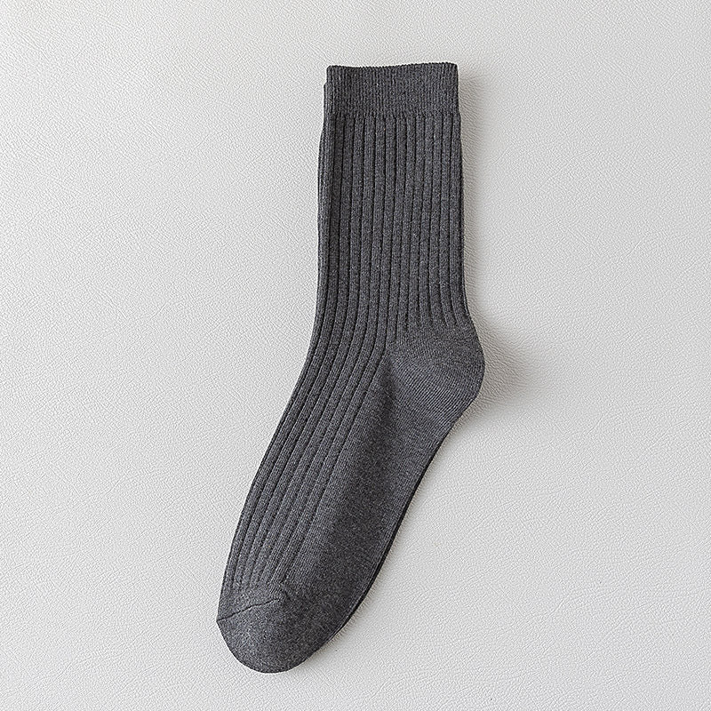 Solid Cotton Crew Socks for Men | Breathable Work & Athletic Socks