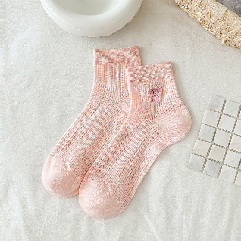 Ballet Bow Ankle Socks | Breathable Mesh Summer Women's Socks