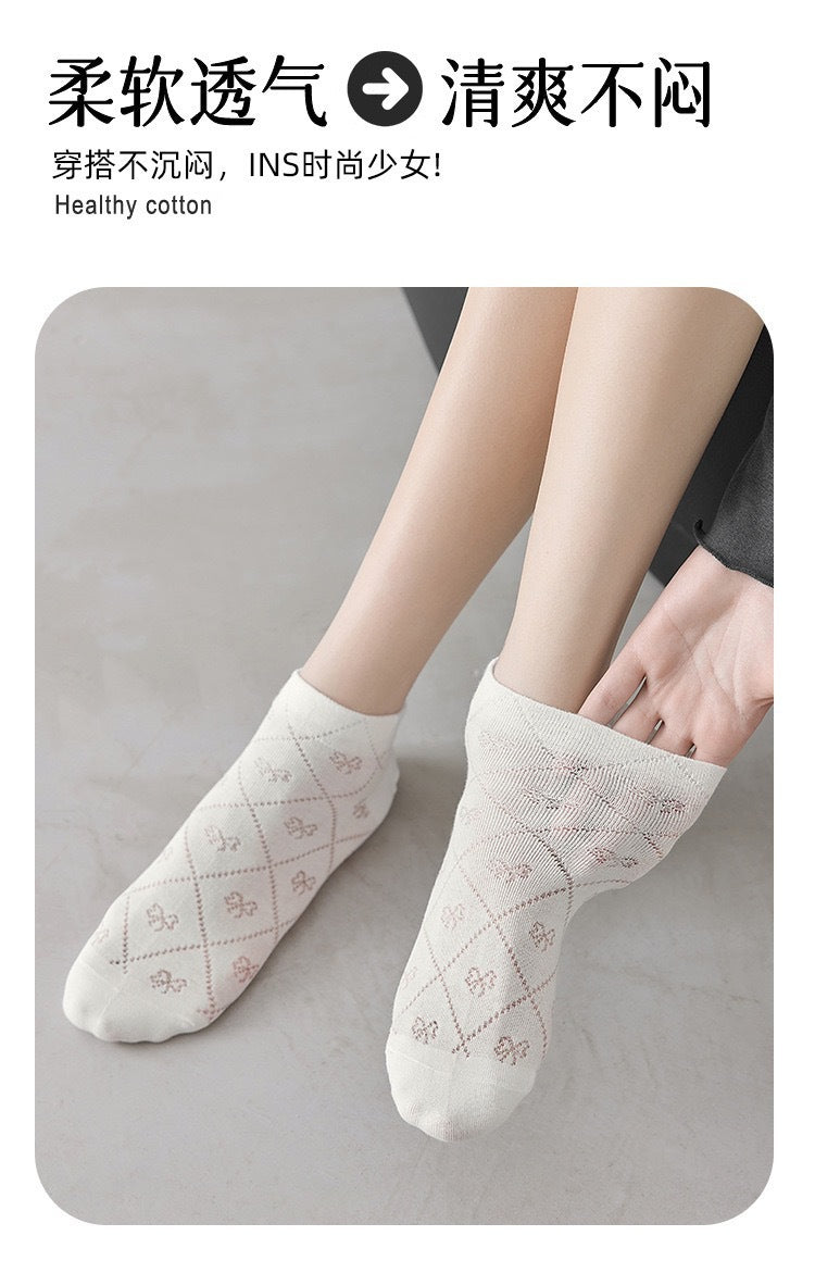 Feminine Bow Ankle Socks | Combed Cotton Women's Socks