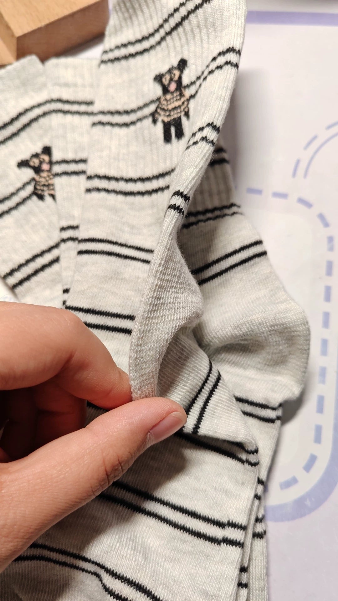 Cute Embroidered Striped Crew Socks for Women