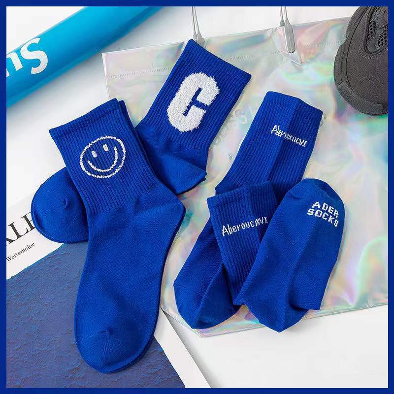 Trendy Novelty Crew Socks | Klein Blue Cotton Socks for Women
