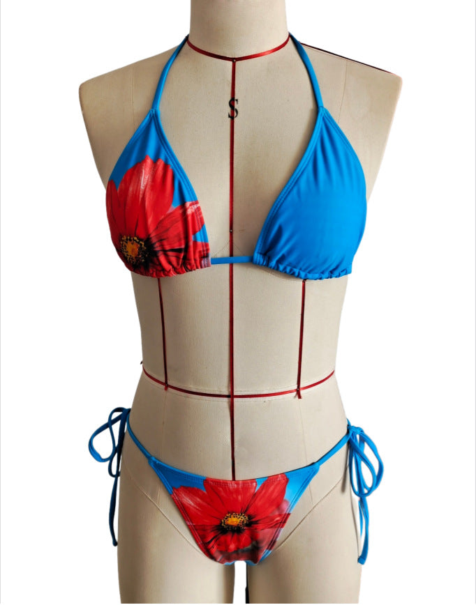 Bold Floral Halter 3-Piece Bikini Set | Women's Beach Swimwear