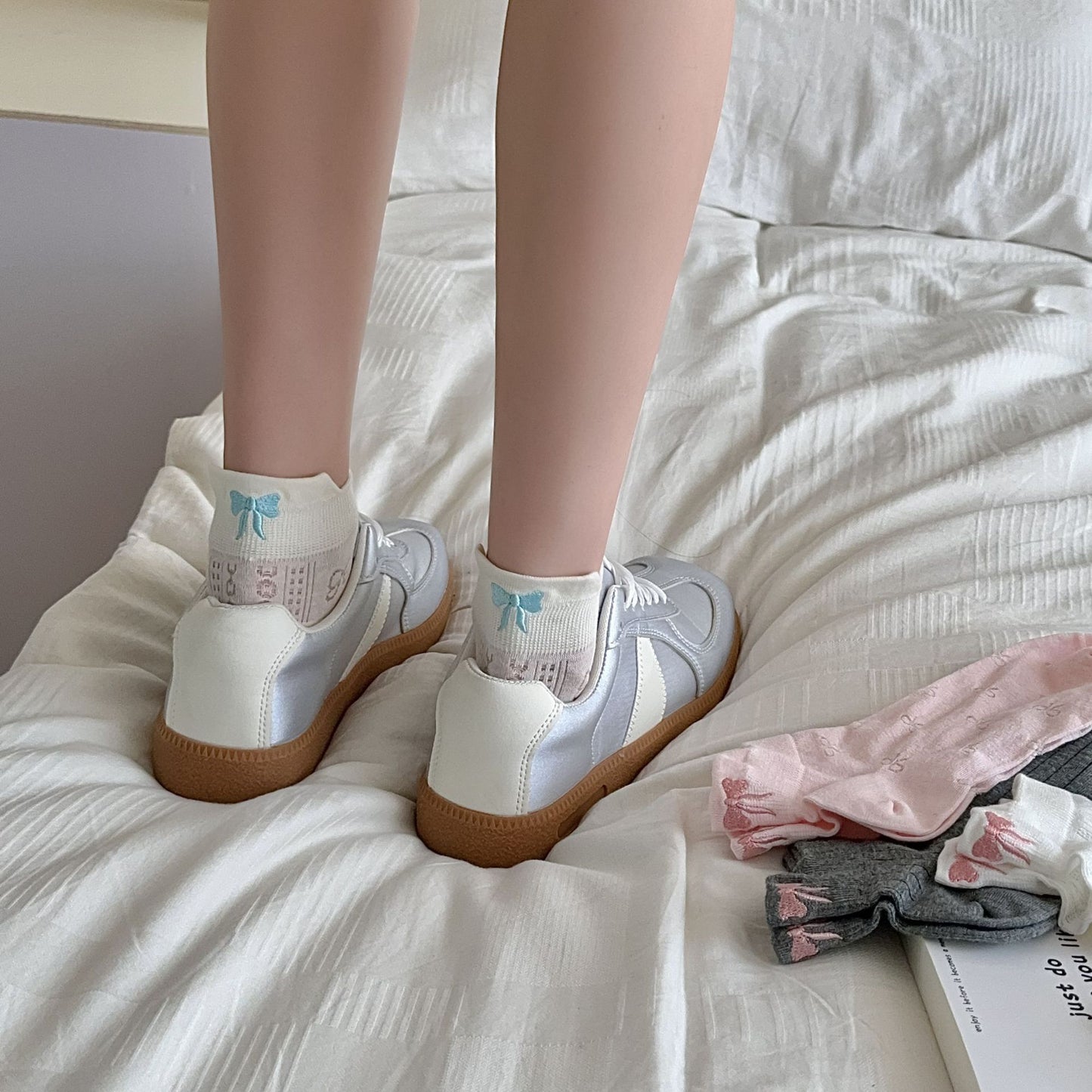 Embroidered Bow Ankle Socks | Thin Breathable Summer Socks