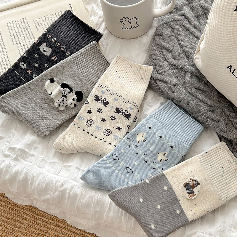 Cozy Cotton Crew Socks for Women | Cute Patterned Winter Socks