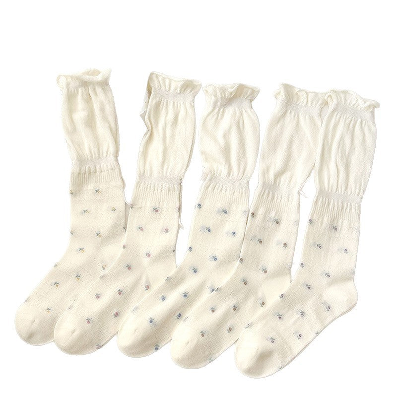 Cotton Floral Ballet Crew Socks | Breathable Socks for Women