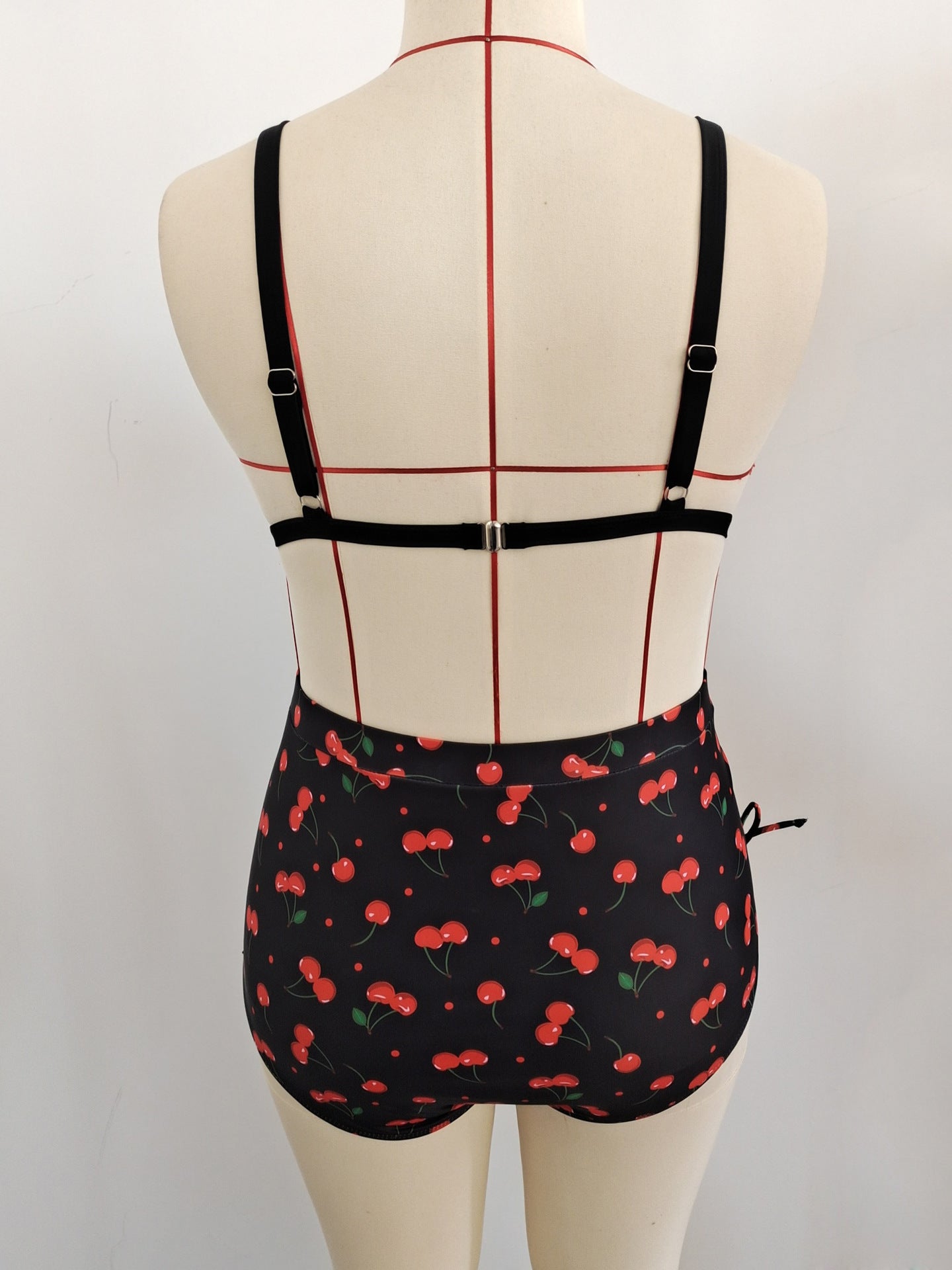 Plus Size Halter Cherry Print Tie-Side Bikini Set | Women's Swimwear
