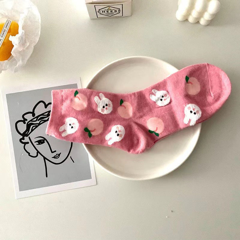 Cute Cartoon Cotton Crew Socks | Soft Novelty Socks for Women