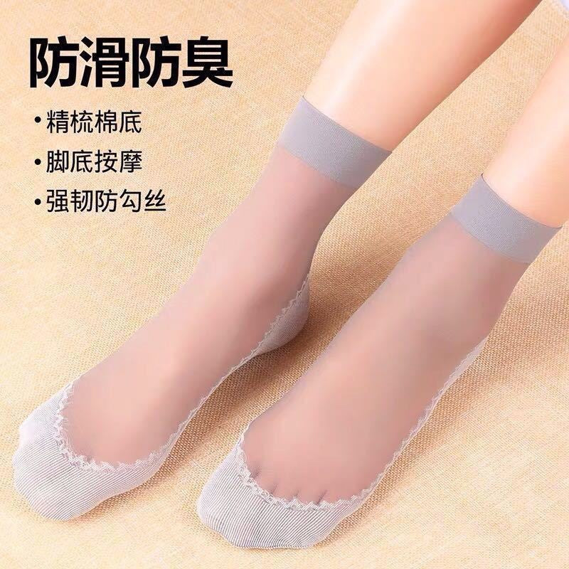 Cotton Sole Sheer Dress Socks | Non-Slip Snag Resistant Women's Socks