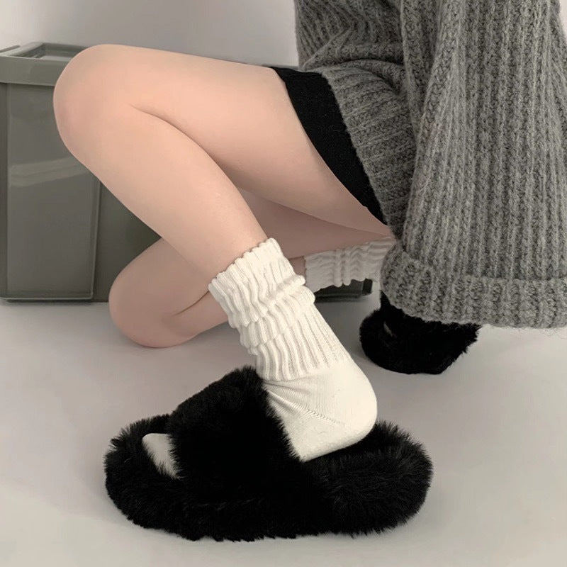 Solid Chunky Slouch Crew Socks | Cozy Casual Socks for Women
