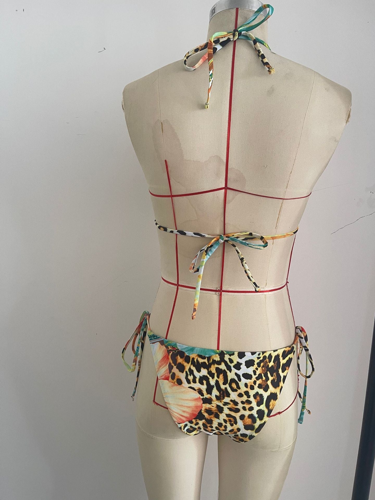 Leopard Floral Halter Tie-Side Bikini | Sexy Women's Beach Swimwear