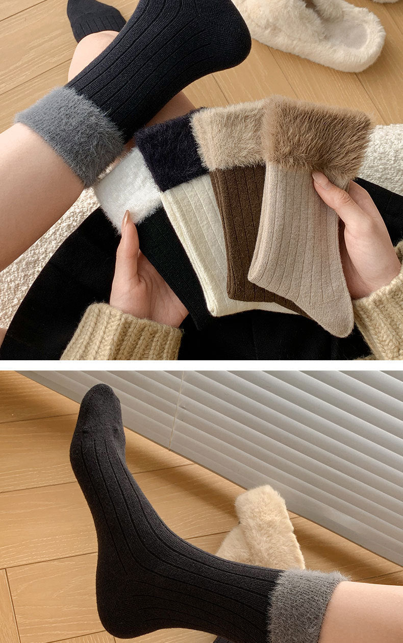 Cozy Fuzzy Crew Socks | Warm Thick Winter Socks for Women