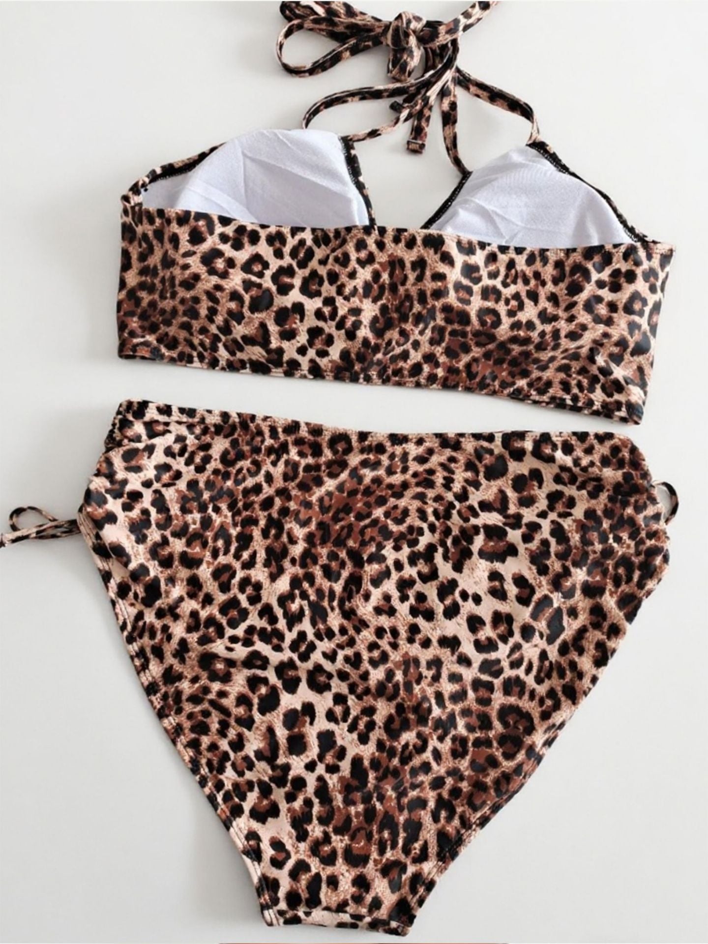 Plus Size Leopard Halter Tie-Side Bikini | Women's Beach Swimwear