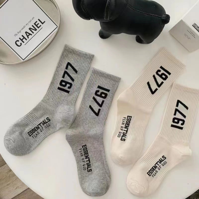 1977 Printed Cotton Crew Socks | Street Style Women Socks