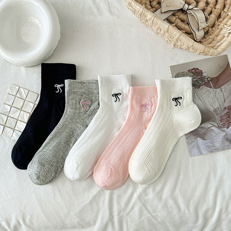 Ballet Bow Ankle Socks | Breathable Mesh Summer Women's Socks