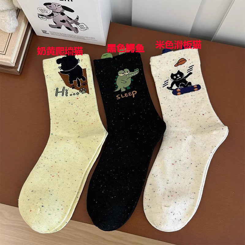 Cute Novelty Crew Socks | Fun Cartoon Patterned Socks for Women