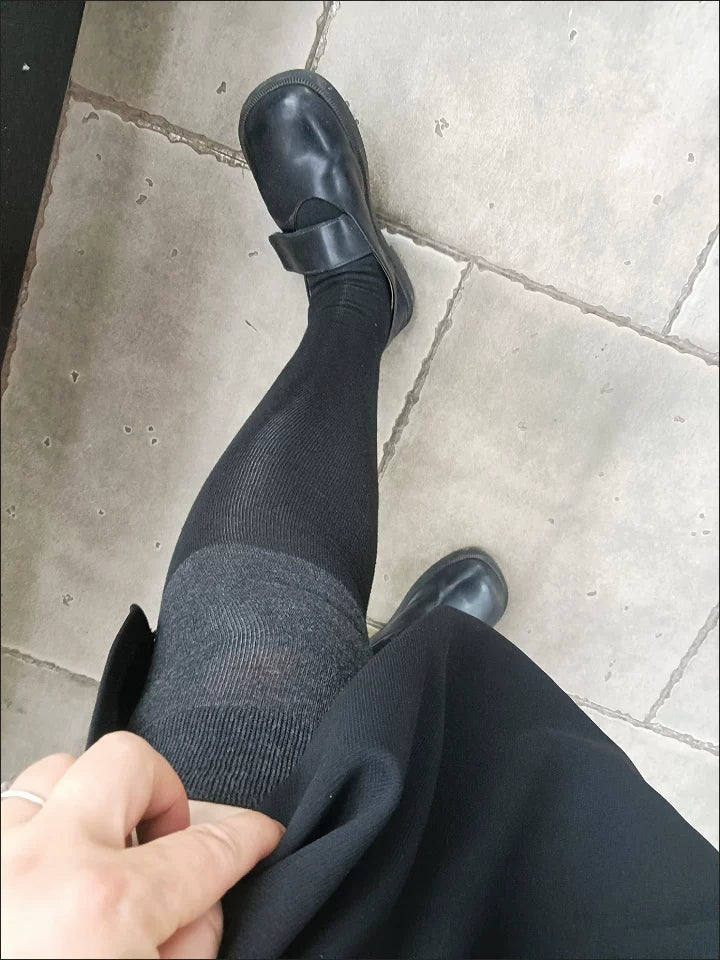 Women's Black Grey Color Block Knee Socks | Trendy Everyday Wear