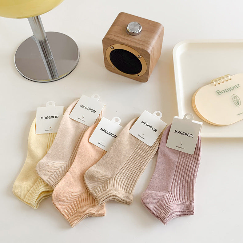 Solid Cotton Ankle Socks for Women | Breathable Everyday Short Socks