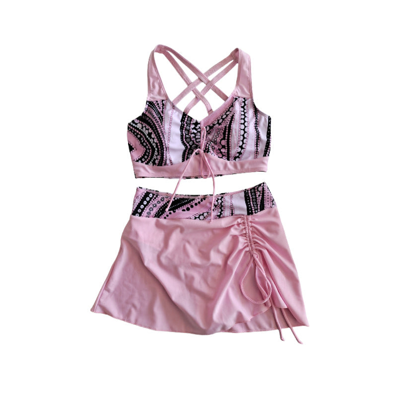 Printed Skirted Two-Piece Bikini Set | Trendy Women's Beach Swimwear