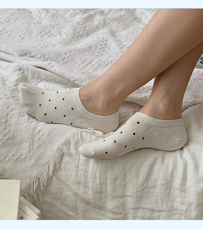 Polka Dot No Show Socks for Women | Breathable Cotton Low Cut