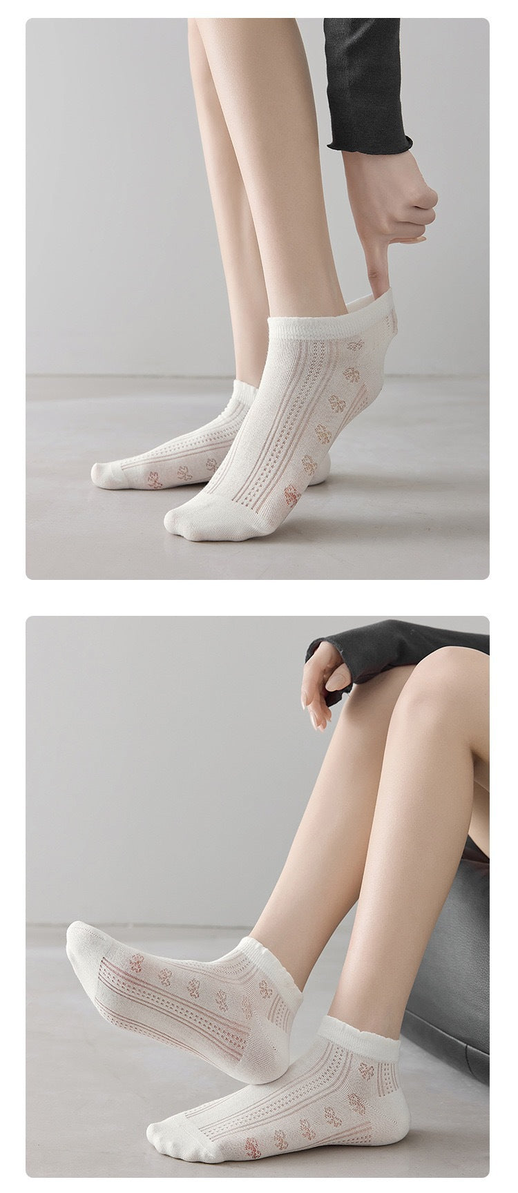 Feminine Bow Ankle Socks | Combed Cotton Women's Socks