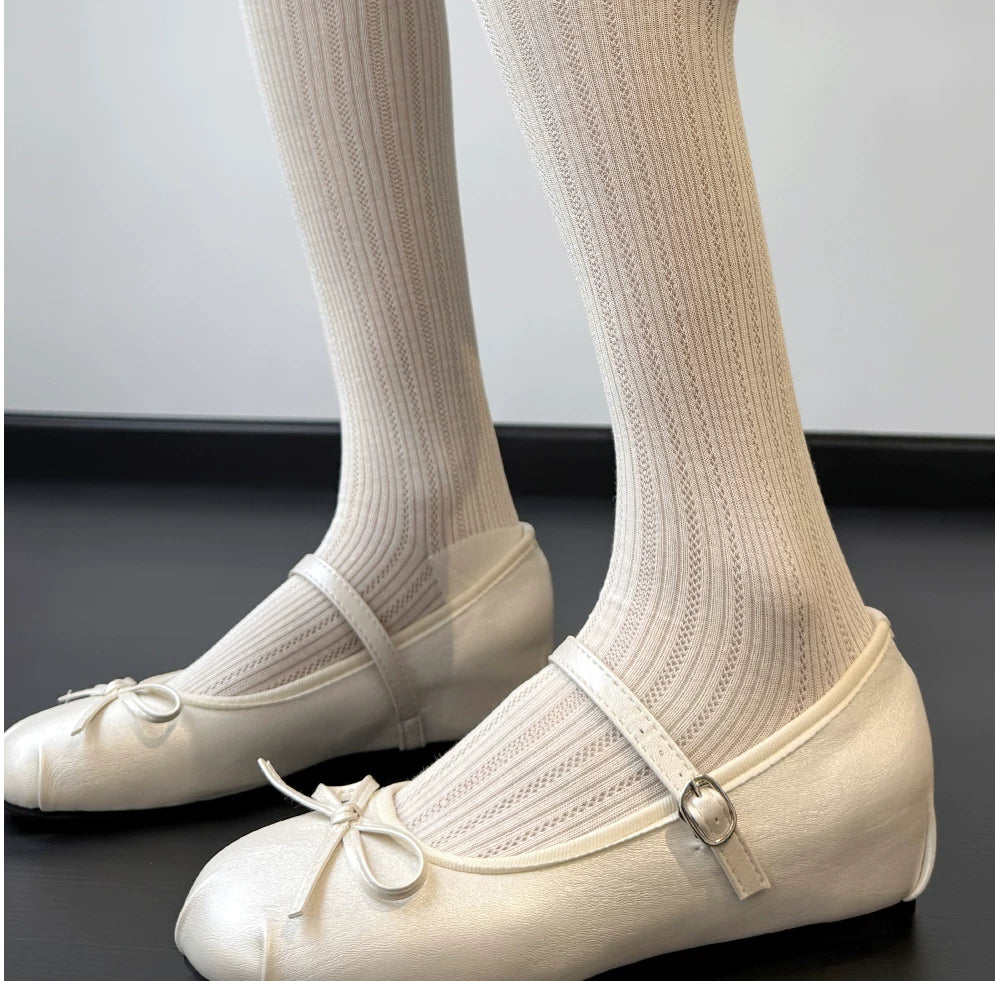 Ballet Style Crew Socks | Thin Breathable Summer Calf Socks for Women